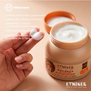 Deep Conditioner, Deep Conditioner Etniker, Mascarilla, Mascarilla Etniker, Hidratante, Reparadora, Coco, Karite, Monoi de Tahiti, Sin Sal, Desenreda, Suaviza, Humecta, Producto Etniker, Etniker