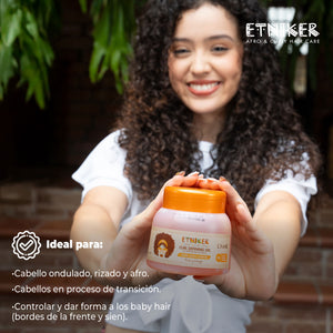 Gel Definidora de Rizos, Gel Definidora de Rizos Etniker, Producto Gel Definidora de Rizos, Curl Defining Gel, Cabello Ondulado Rizado y Afro, Cabello en Proceso de Transicion, Controlar y Dar Forma, Producto Etniker, Etniker
