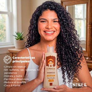 Shampoo, Shampoo Etniker, Nourishing Shampoo, Nourishing Shampoo Etniker, Limpia, Sin Sulfatos, Sin Sal, Sin Siliconas, Hidrata y Nutre, Coco, Karite, Producto Etniker, Etniker
