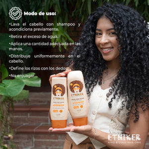 Crema para Peinar, Crema para Peinar Etniker, Producto Crema para Peinar Etniker, Retira el Exceso de Agua, Aplica Cantidad Adecuada, Distribuye Uniformemente, Define los Rizos, No Enjuagar, Producto Etniker, Etniker