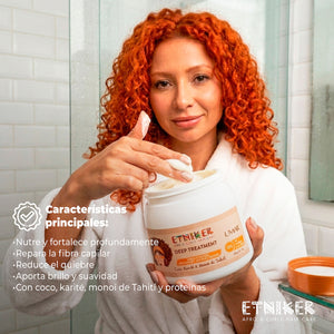 Deep Treatment, Deep Treatment Etniker, Mascarilla, Mascarilla Etniker, Nutre, Fortalece, Aporta Brillo, Suaviza, Coco, Karite, Monoi de Tahiti, Producto Etniker, Etniker