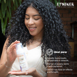Espuma Intensificadora de Rizos, Espuma Intensificadora de Rizos Etniker, Producto Espuma ntensificadora de Rizos Etniker, Cabello Texturizado, Despeinado o Rebelde, Marcar el Propio Estilo, Definir los Rizos Sin Efecto Acartonado, ProductoEtniker, Etniker