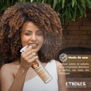 Refrescante para Rizos, Refrescante para Rizos Etniker, Producto Refrescante para Rizos Etniker, Sobre el Cabello Seco o Humedo, Distribuir, Definir Rizos, No Enjuagar, Producto Etniker, Etniker