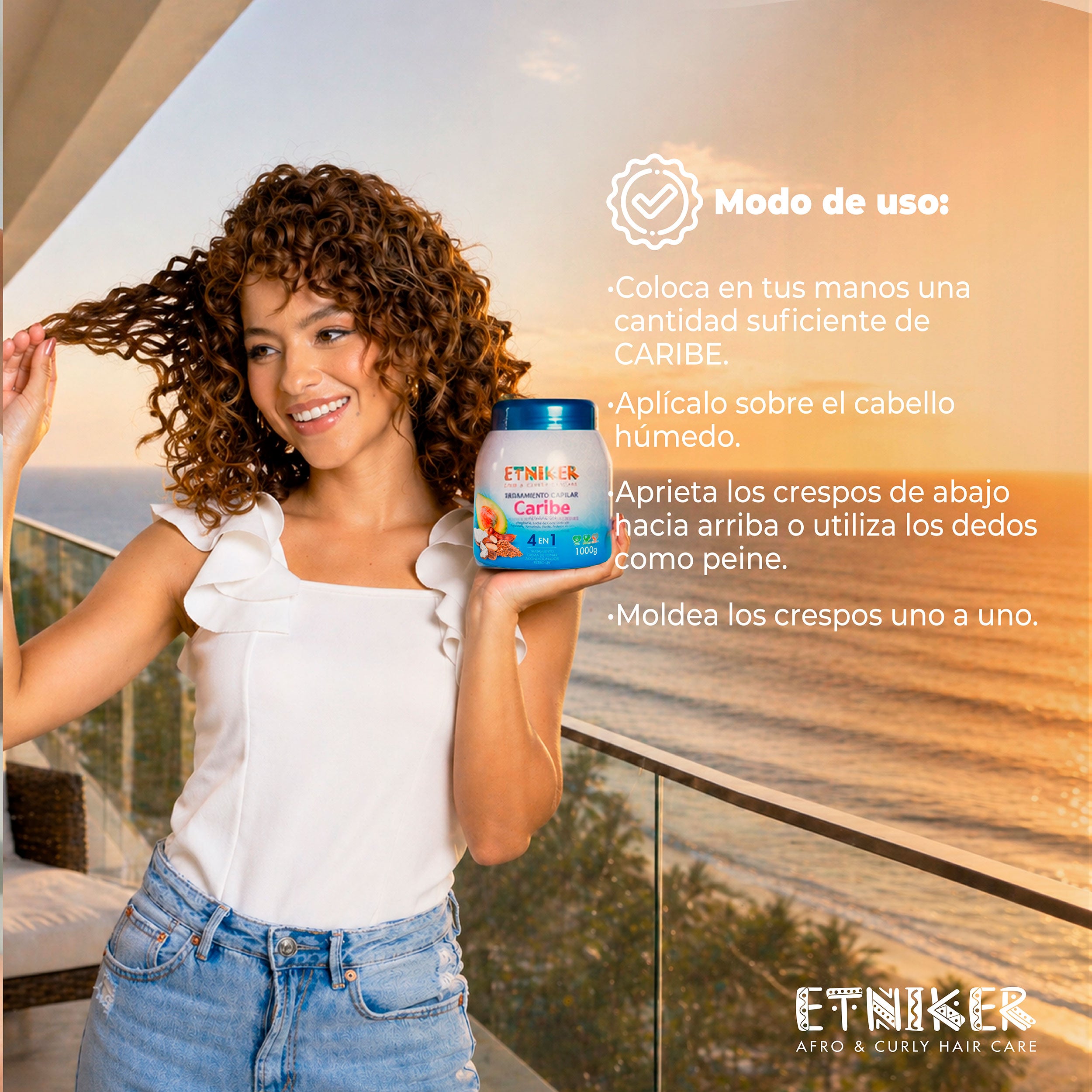 Tratamiento Capilar, Tratamiento Capilar Mi Tierra, Tratamiento Capilar Caribe Mi Tierra, Tratamiento Capilar 4 en 1, Aplicar Sobre el Cabello, Moldea los Crespos, Producto Etniker, Etniker