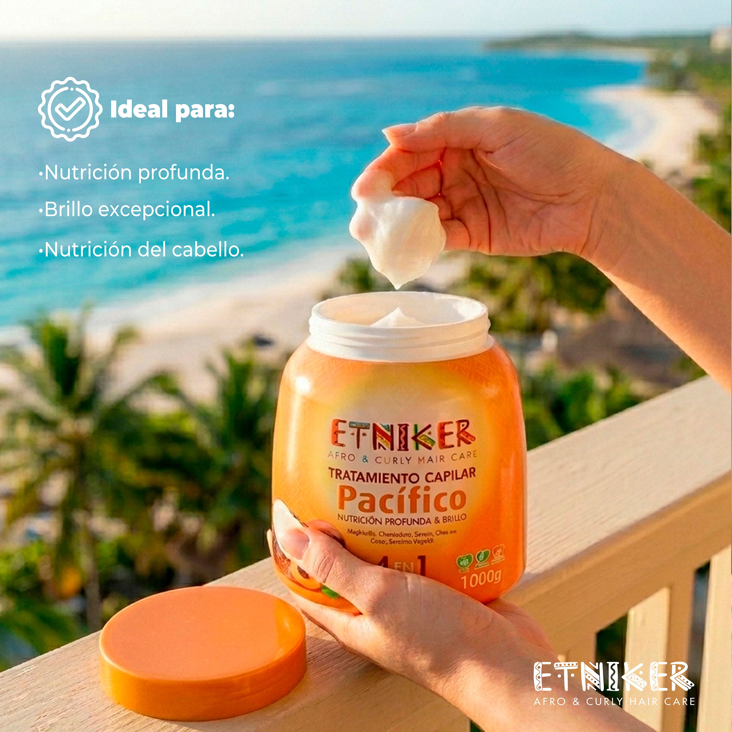 Tratamiento Capilar, Tratamiento Capilar Mi Tierra, Tratamiento Capilar Mi Tierra Pacifico, Tratamiento Capilar 4 en 1, Tratamiento Capilar Etniker, Nutricion Profunda y Brillo,  Producto Etniker, Etniker